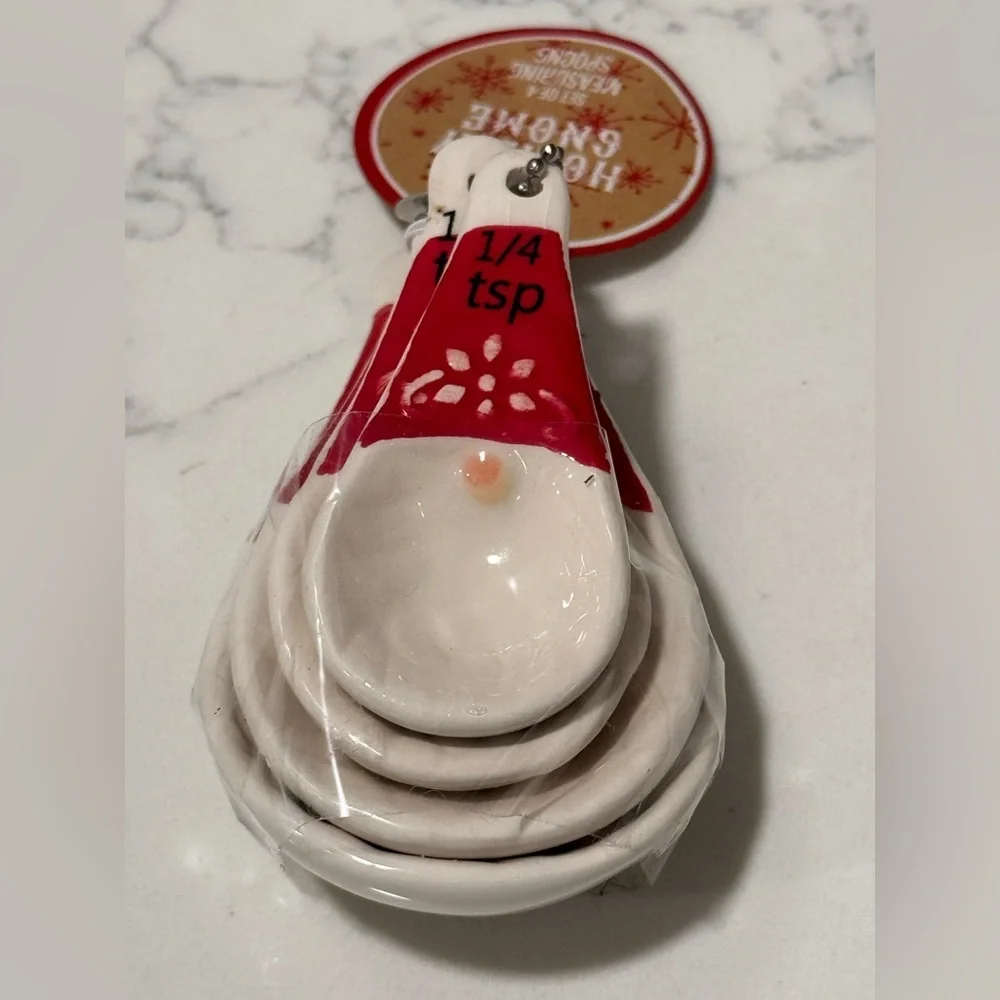Christmas Gnome Ceramic Measuring Spoons